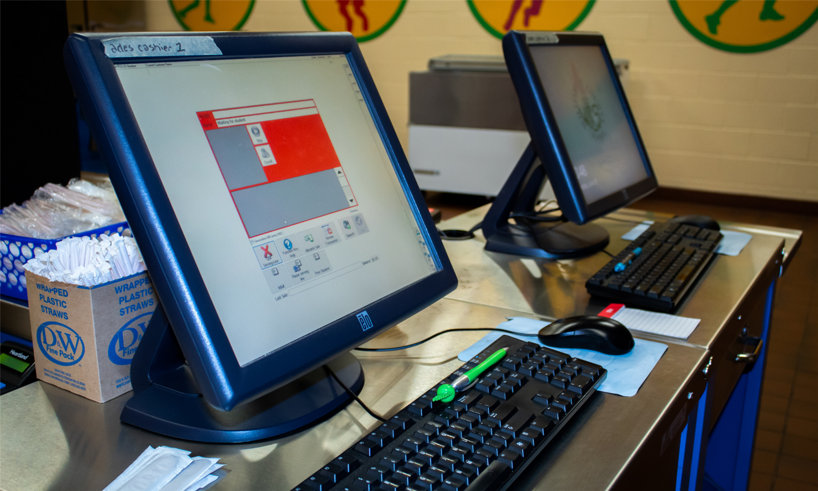A checkout station at a school cafeteria